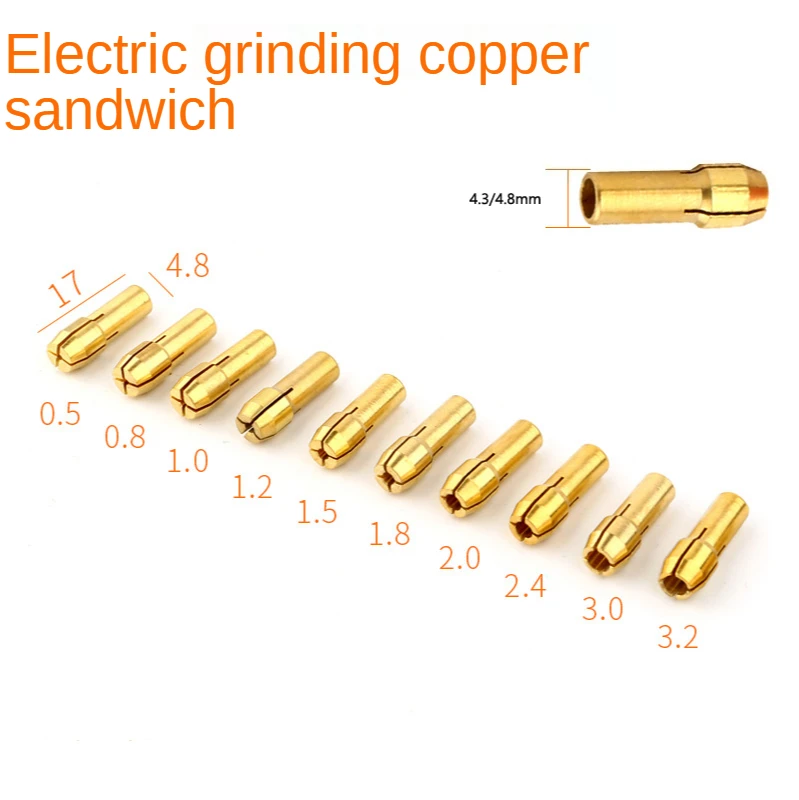 10 Pieces of Electric Tool Mini Drill Brass Chuck Suitable for Rotating Tool Accessories Machine Polishing Engraving Machine