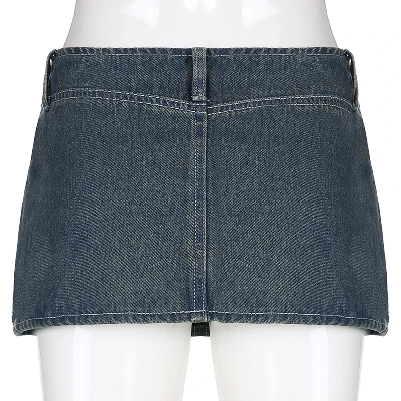 tennis skirt Rockmore y2k Super Short Jean Skirts Belt Design Fashion Sexy Low Waisted Mini Skirts Women Summer Beach Party Skirts 90s Retro mini skirts for women