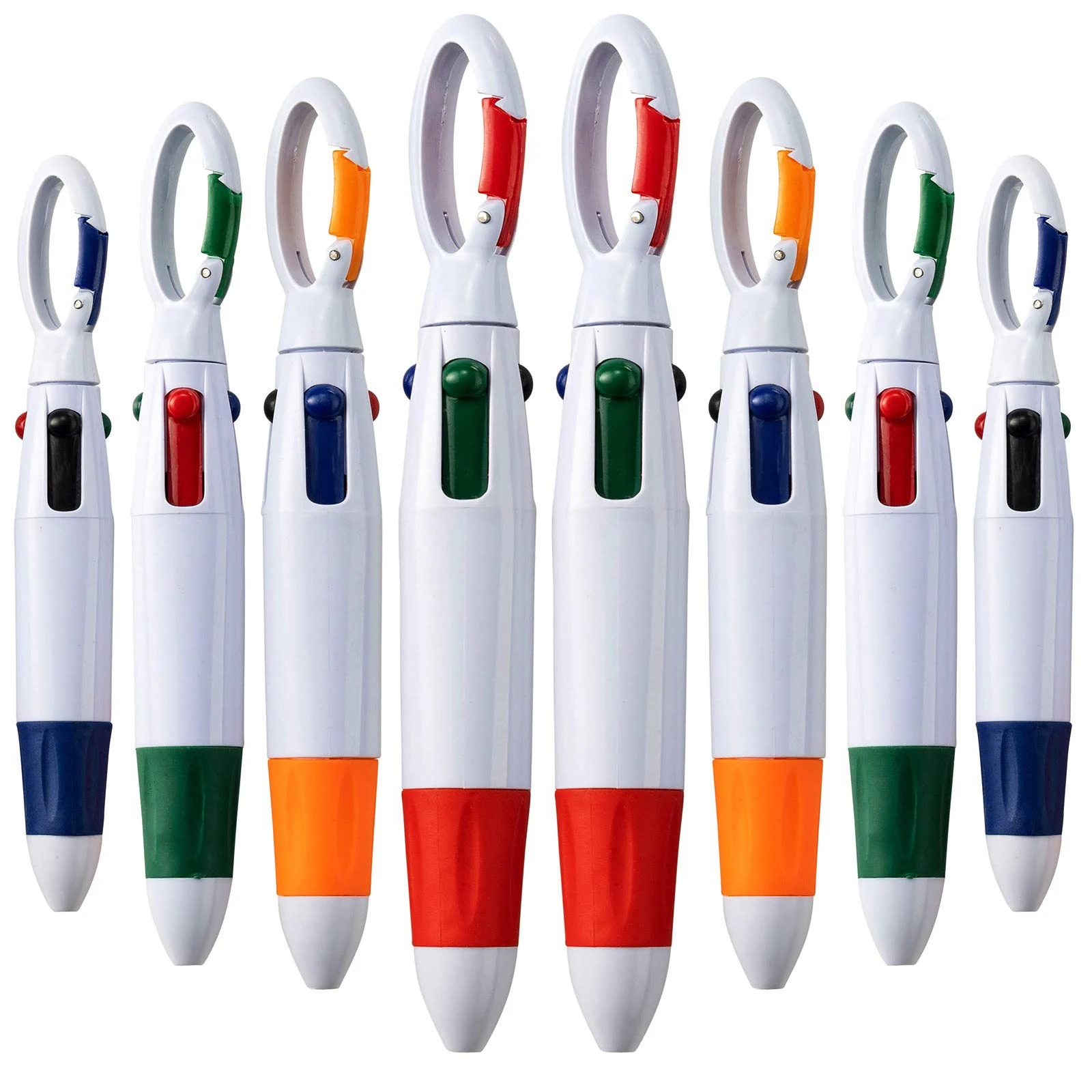 

7PCS Multi color leather case 4-color mountaineering buckle plastic multi-color ball point pen frosted neutral water pen