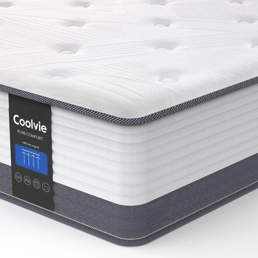 

10 Inch Twin Mattress, Twin Size Hybrid Mattress Built in Pocketed Coils and Gel Memory Foam Layer, Low Motion Transfer