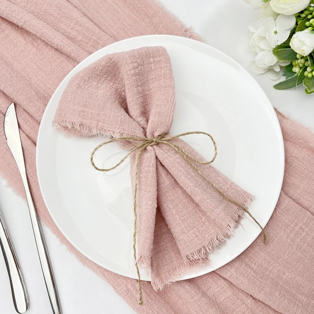 Chemin de Table Rose en Gaze de Coton, Décoration de Mariage, Bavure de  Bergame, Grill Rustique, Serviettes Minérales pour Cuisine, Table à Manger  - AliExpress