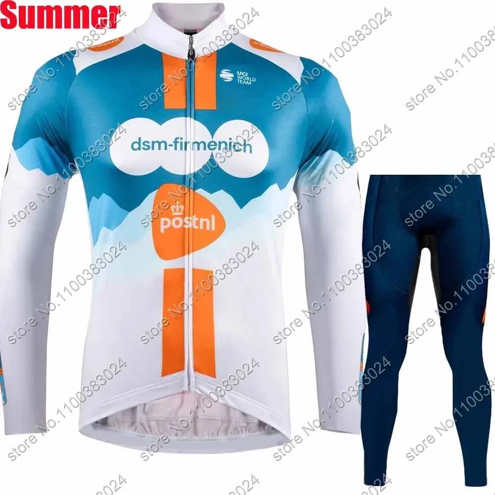 Description Picture 4 of item2024 DSMFUL Team Cycling Jersey Set Long Sleeve Blue Winter Netherlands Clothing Bike Thermal Jacket Suit Pants MTB Maillot Ropa