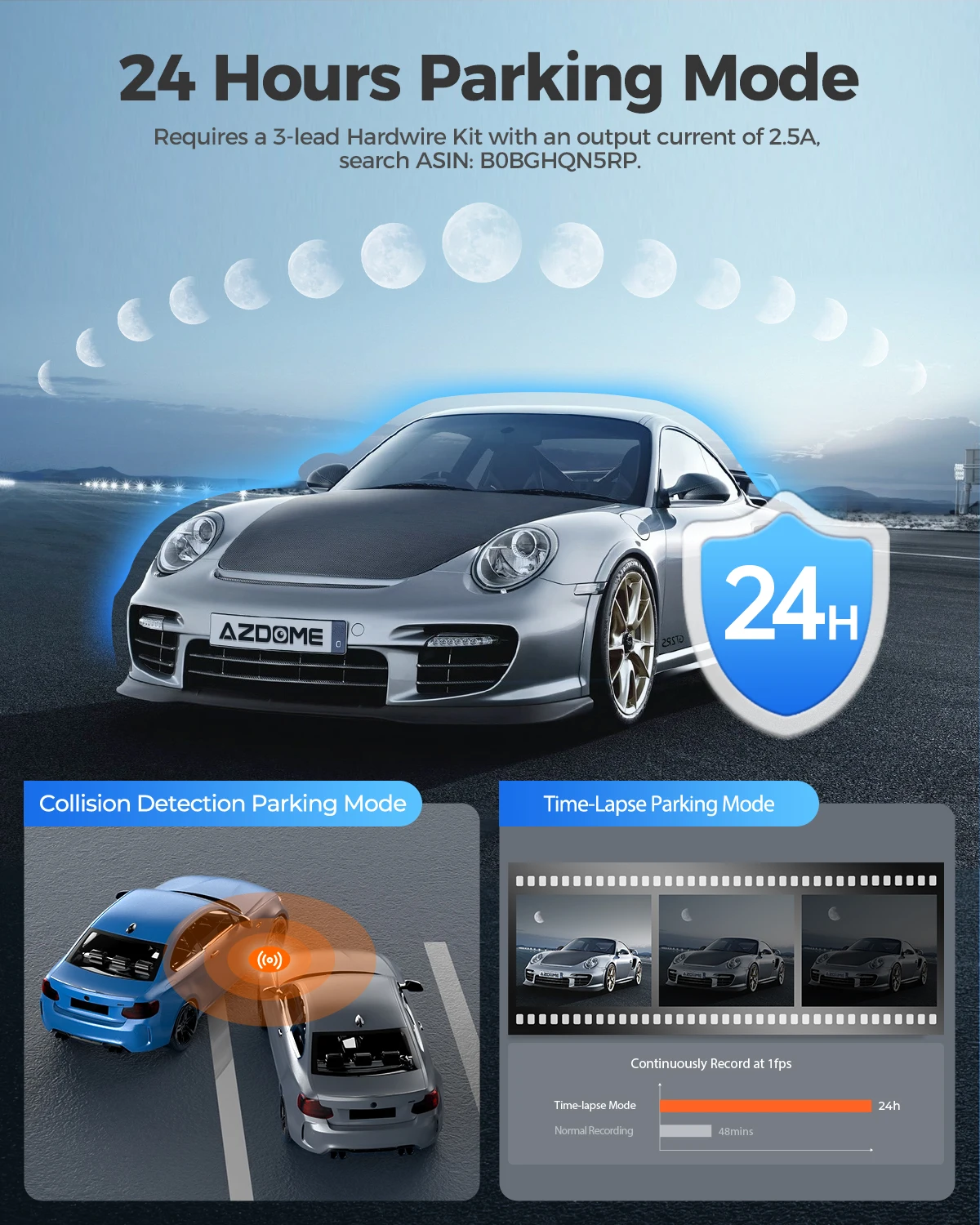 كاميرا داش AZDOME M300S أمامية 4K وخلفية 1080P مع...