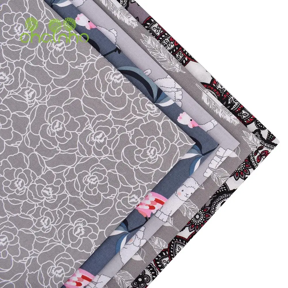 Chainho,Printed Plain Weave Cotton Fabric,Handmade DIY Quilting Sewing Material,Patchwork Cloth,Gray Color Series,20x25cm,15CD65