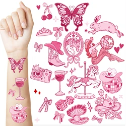 Disco Cowgirl Pink Pony Temporary Tattoos - Bachelorette and Birthday Party Accessories - 380*261*236mm