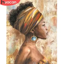 HUACAN obrazy olejne według liczb afrykańskie kobiety ścienne rysunek artystyczny obraz według liczb rysunek do salonu tanie i dobre opinie CN (pochodzenie) Pojedyncze PŁÓTNO Akrylowe Portret bez ramki Klasyczne SZHC9-4660 Ręcznie malowane Prostokąt poziomy