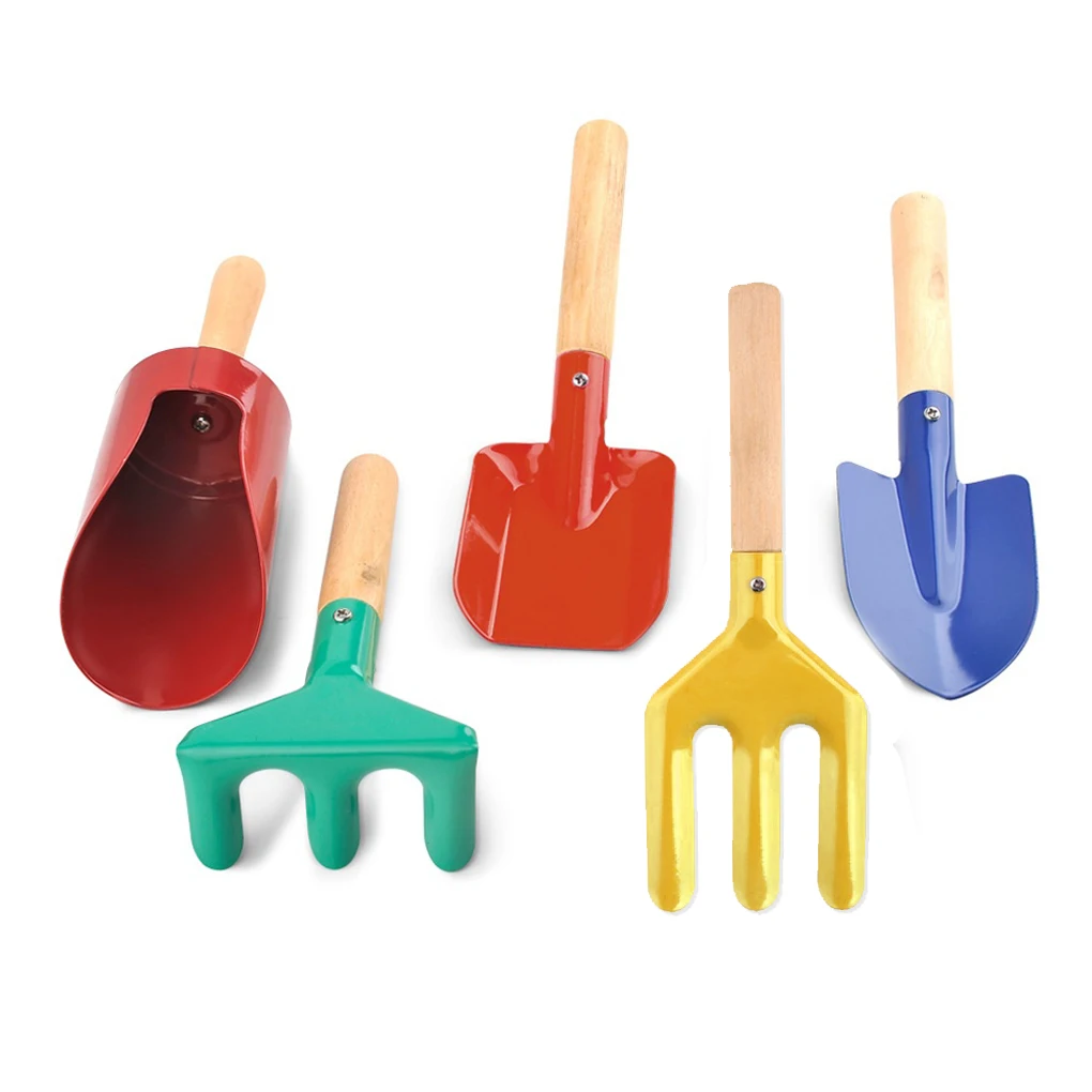 Pack of 6 Kids Gardening Tools Set Rake Fork Spade Digging Planting Parent-child Activities Toys Outside Beach