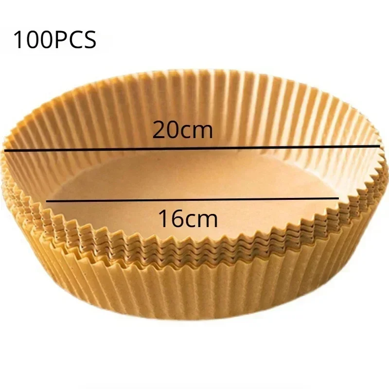 Air Fryer Accessories 50/100PCS Bakeware Disposable Paper Tray Non-Stick Mat Baked Silicone Paper Square Round