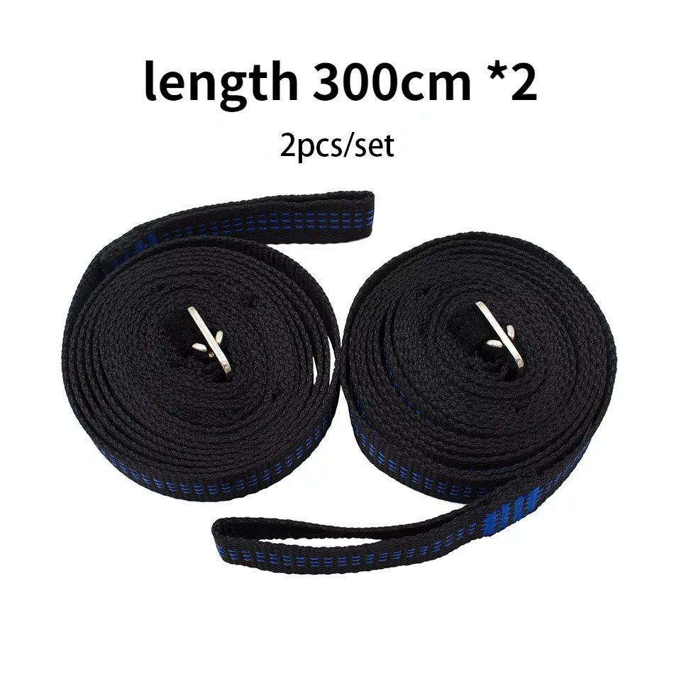 Portable Pair of 300cm Adjustable Outdoor Camping Hammock Hamac Hamaca Hamak Straps Belts Hanging Tree Rope 6