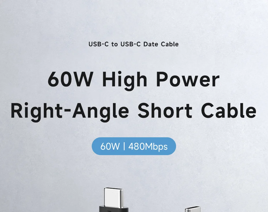 Hagibis USB-C Right-Angle Short Cable 60W