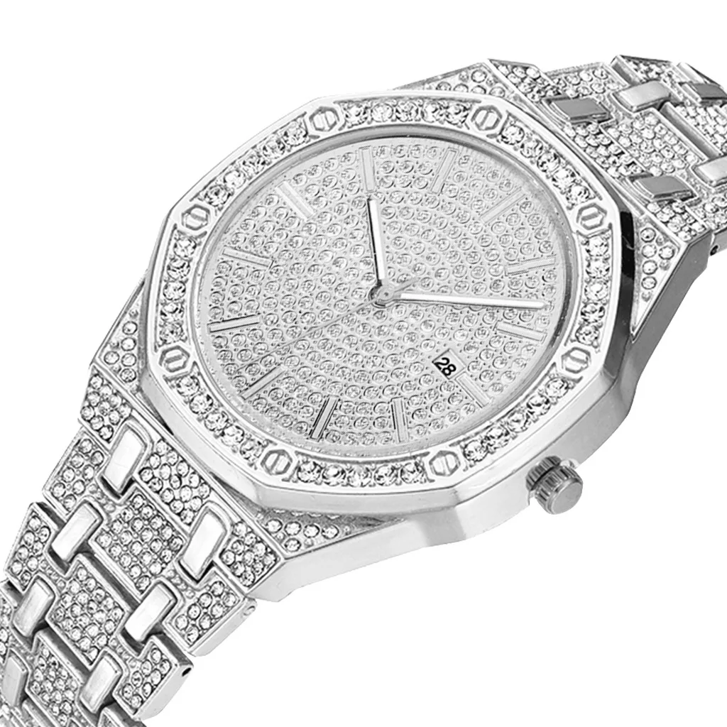 Iced Out Watch for Men Gold Watch Hip Hop Fashion Cool Bling Bling Diamond Luxury Mens Watch Quartz Wristwatches Dropshipping