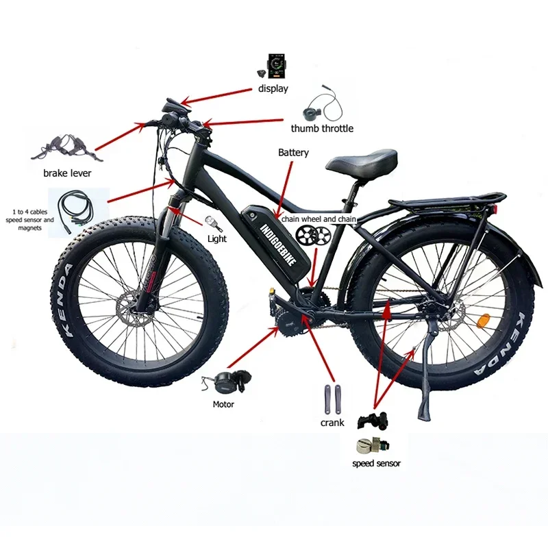 Bafang-E-Bike Conversão Kit, BBSHD, 1000W, 52V, sem escova, BBS03, Motor de acionamento médio com bateria, 68mm, 100mm, 120mm, Bike