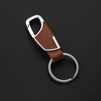 Classic Business Men Keychain Leather 2 Colors Metal Round Buckle Waist Mounted Keyring Husband Father Day Gift Daily Decoration 4