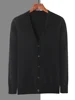 Spring Autumn Men V-neck Cardigan 100% Mink Cashmere Sweater Smart Casual Solid Comfort Cashmere Knitwear Korean Popular Clothes 6