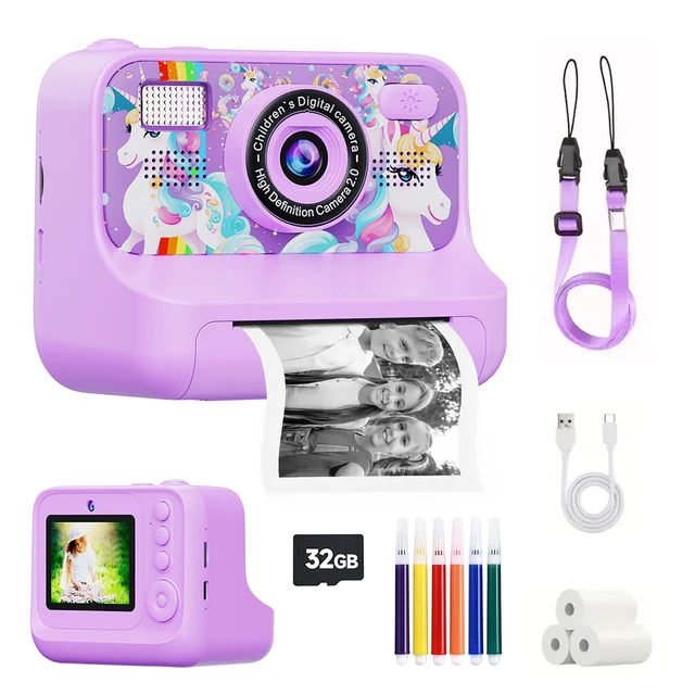 Appareil photo numérique à impression instantanée pour enfants, étiquette couleur, appareil photo à impression thermique pour enfants de 3 à 12 ans, meilleurs cadeaux de fête d'anniversaire 1