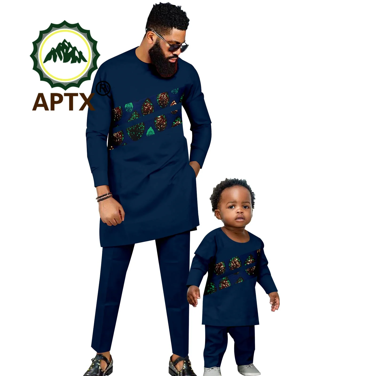 african-clothes-for-family-ankara-patckwork-full-sleeve-shirt-and-pants-2-piece-set-dashiki-men-outfit-matching-kids-f234010