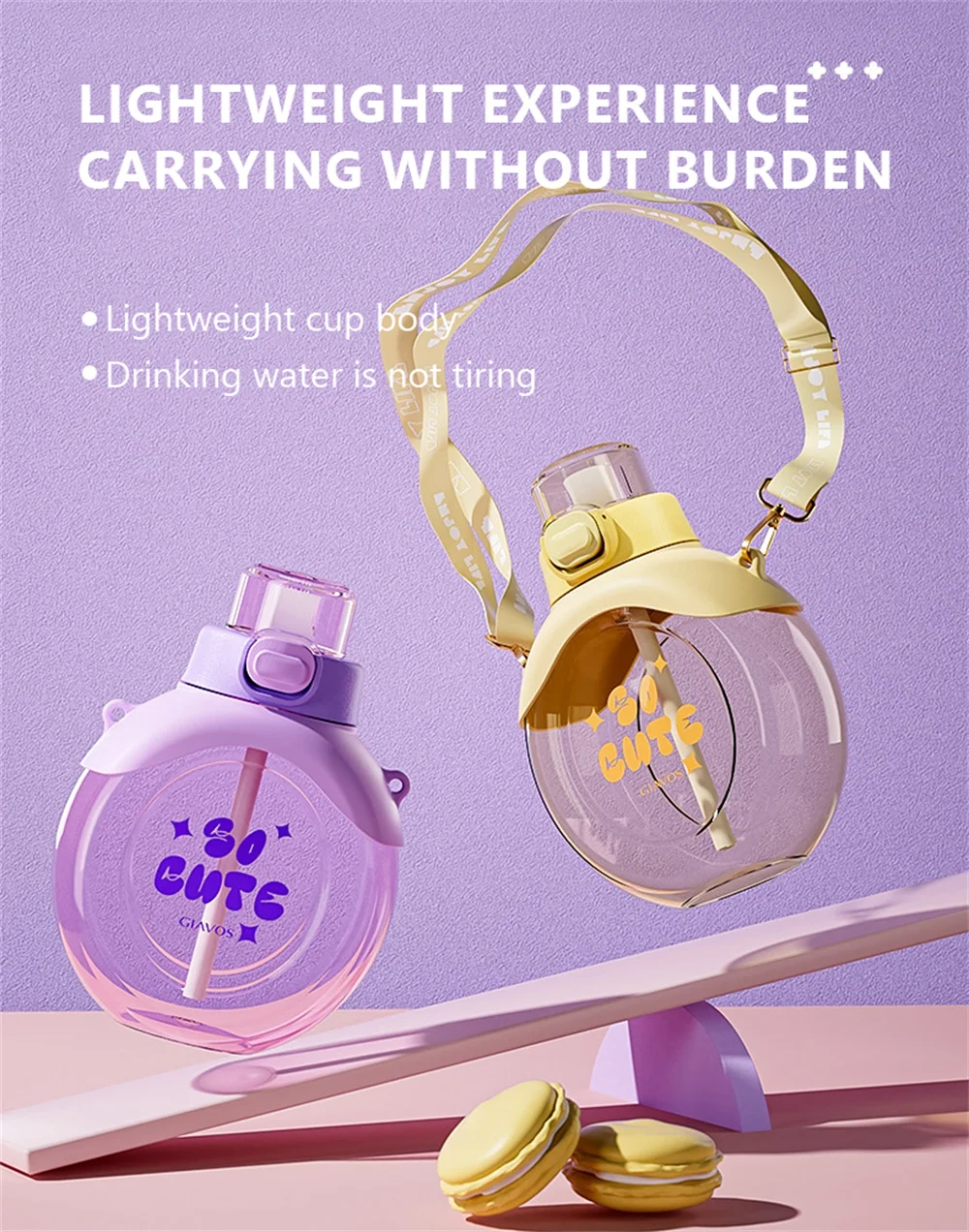 Description Picture 4 of itemChildren's Water Bottle Portable Outdoor Bounce Cap Plastic Cup Cute Student Water Bottle Fashionable Sports Water Bottle