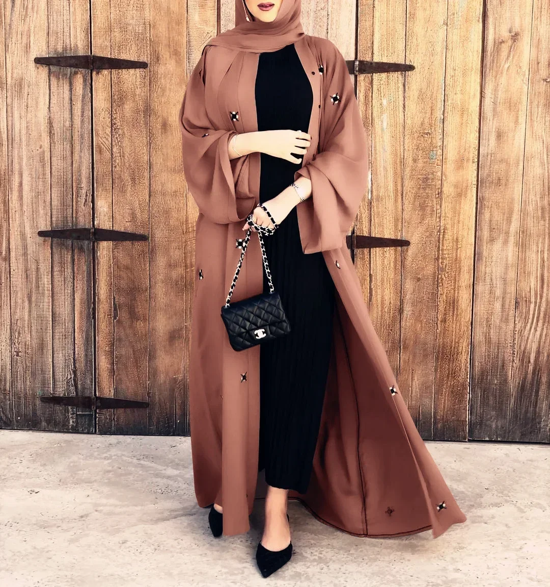 Ramadan Eid Open Abaya Kimono Turkey Hijab Dress Mubarak Beaded Abayas for Women Dubai Arabic Islamic Clothes Caftan Kaftan Robe