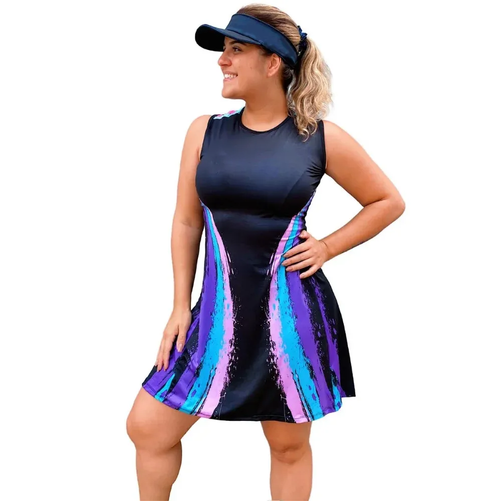 Vestido Deportivo Corto De Verano Para Mujer Con Shorts Incorporados - Sin Mangas, Tejido Transpirable