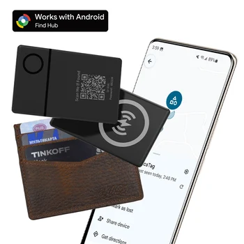 Localizzatore Smart Ultra Sottile per Portafoglio Compatibile con Google Find Hub, Ricarica Wireless, Bluetooth, Anti-Smarrimento
