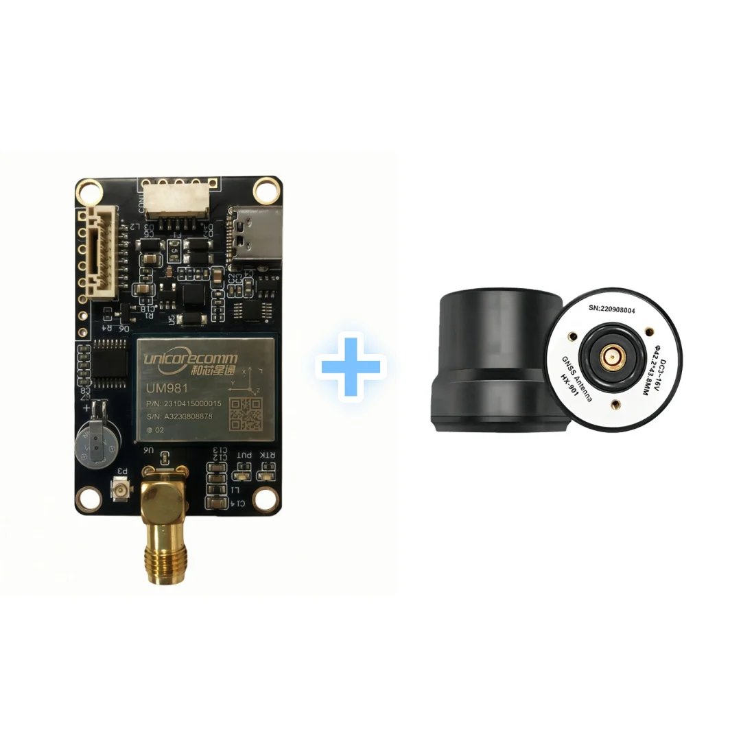 Module RTK GNSS UM981S/UM981 - Précision centimétrique pour robotique, présenté sur une surface de travail.