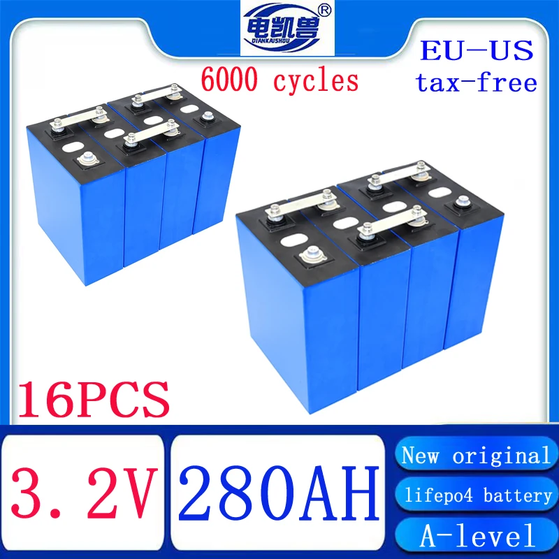 

Brand new A-level 16 3.2V Lifepo4 batteries 310AH 304K 280AH 230AH 105AH DIY 48V RV rechargeable battery 6000 cycles