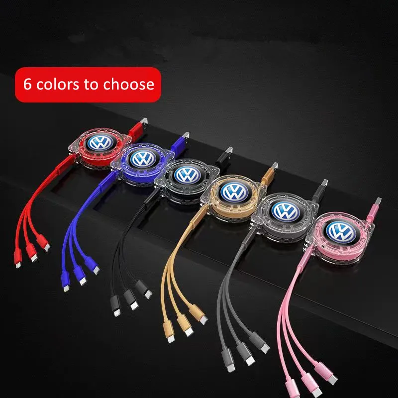 New 3 In 1 Micro USB Type C Charging Cable Multi Charger For VW Volkswagen Golf