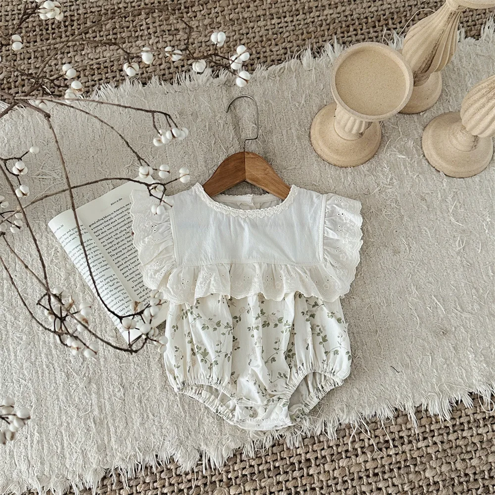 Cotton Baby Girl Bodysuits Summer Floral Onesie