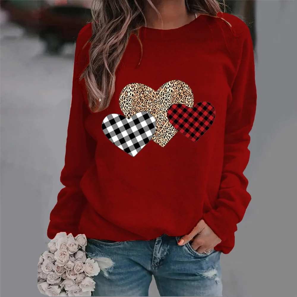 Crew-neck Hoodie Leopard Print Love Print New European and American Valentine's Day Hot Sales Sweatshirt  Sweatshirts 6