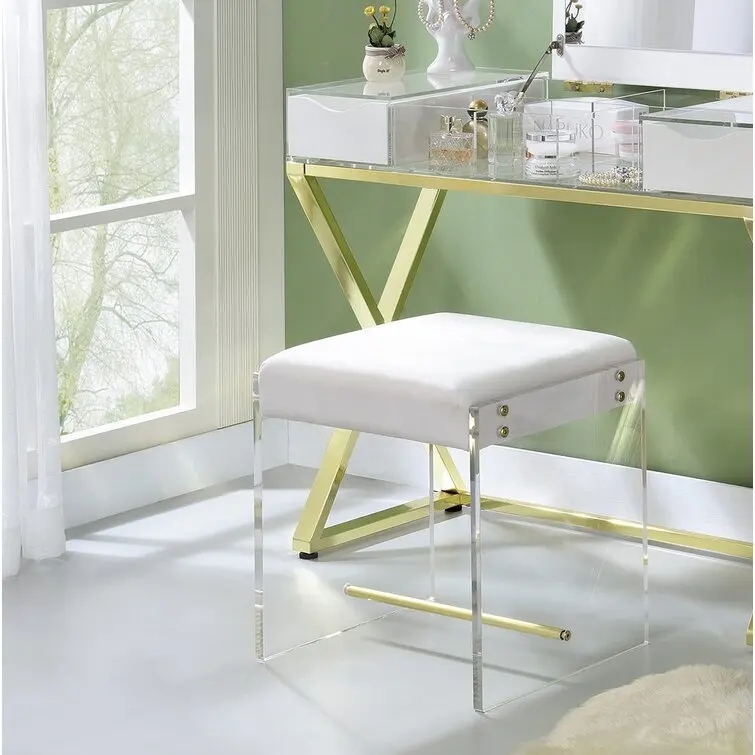 

Скандинавский минималистичный новый прозрачный стул для кровати, фотостул для роскошной спальни, металлический стул для дома