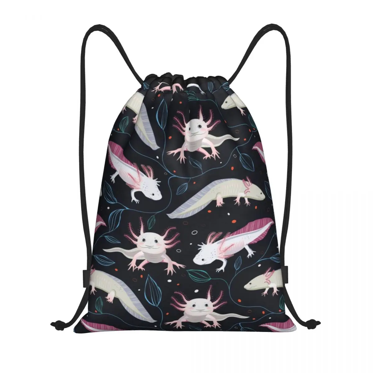 

Custom Cute Exotic Salamander Animal Axolotls Drawstring Bags for Training Yoga Backpacks Men Women Sports Gym Sackpack