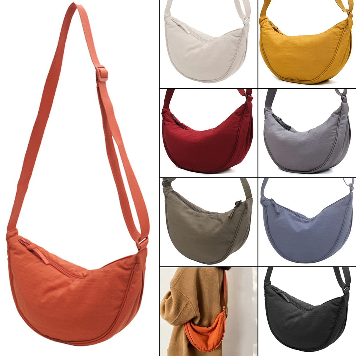 Simple Design Messenger Bag for Women Fashion Ladies Nylon Hobos Small