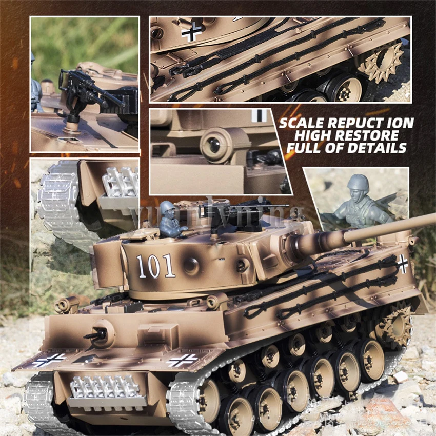 1/18 Large Rc Metal Tank 2.4GHz Remote Control War Tanks With Shooting Car Military Truck Model For Boys Children Kids Gifts New 2