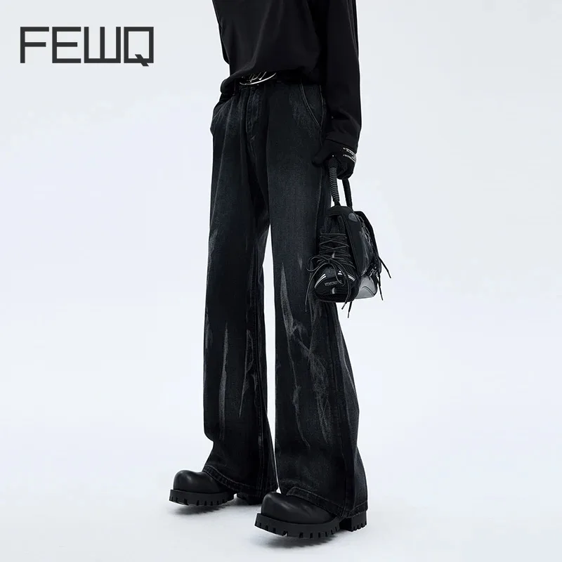 

FEWQ American Vibe Micro Flared Pants Men Autumn Winter High Street Jeans Gradient Color 2023 Darkwear Male Trousers 24X3164