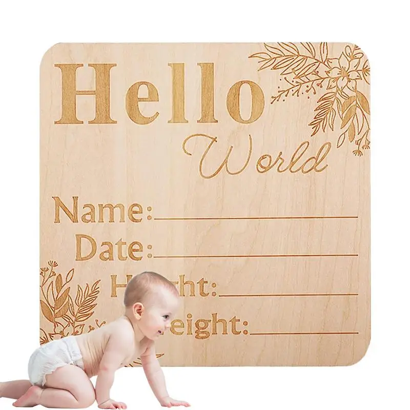 

Engraved Birth Stats Sign Newborn Announcement Welcome Baby Card DIY Wooden Card Birth Gift Baby Stage Card