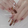 Maillard Brown Crystal Geometric Rhinestones Heart Snowflake Tip Bottom Zircon Pile Drill Nail Art Decoration Manicure Accessory 4