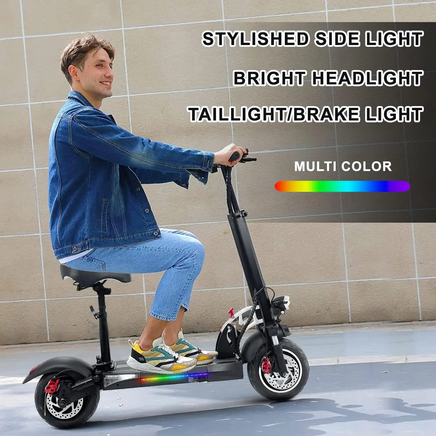 750W Electric Scooter Adults 20 MPH 10" Off-Road Tires, Dual Disk Brake System, Folding Electric Scooter with Seat for Adults