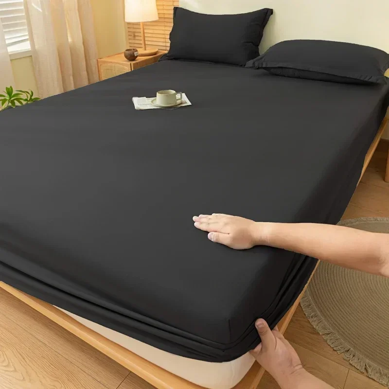 High Quality Fitted Sheet Single Double King Queen Size Mattress Cover With Elastic Band Bed Sheet 90/120/150/180 Fit Sheet 2