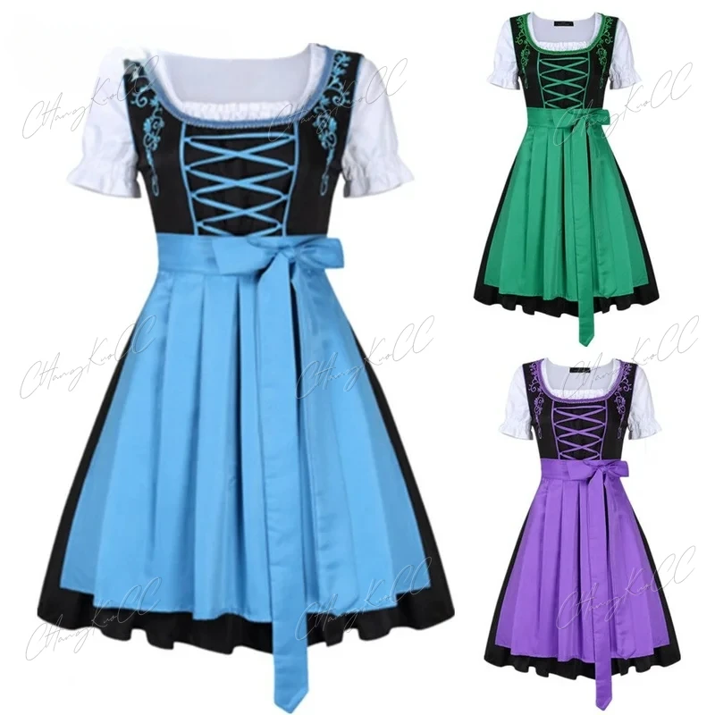 Ladies Beer Maid Oktoberfest Dirndl Costume Tedesco Heidi Wench Fancy Dress Cosplay Outfit Costume Medievale