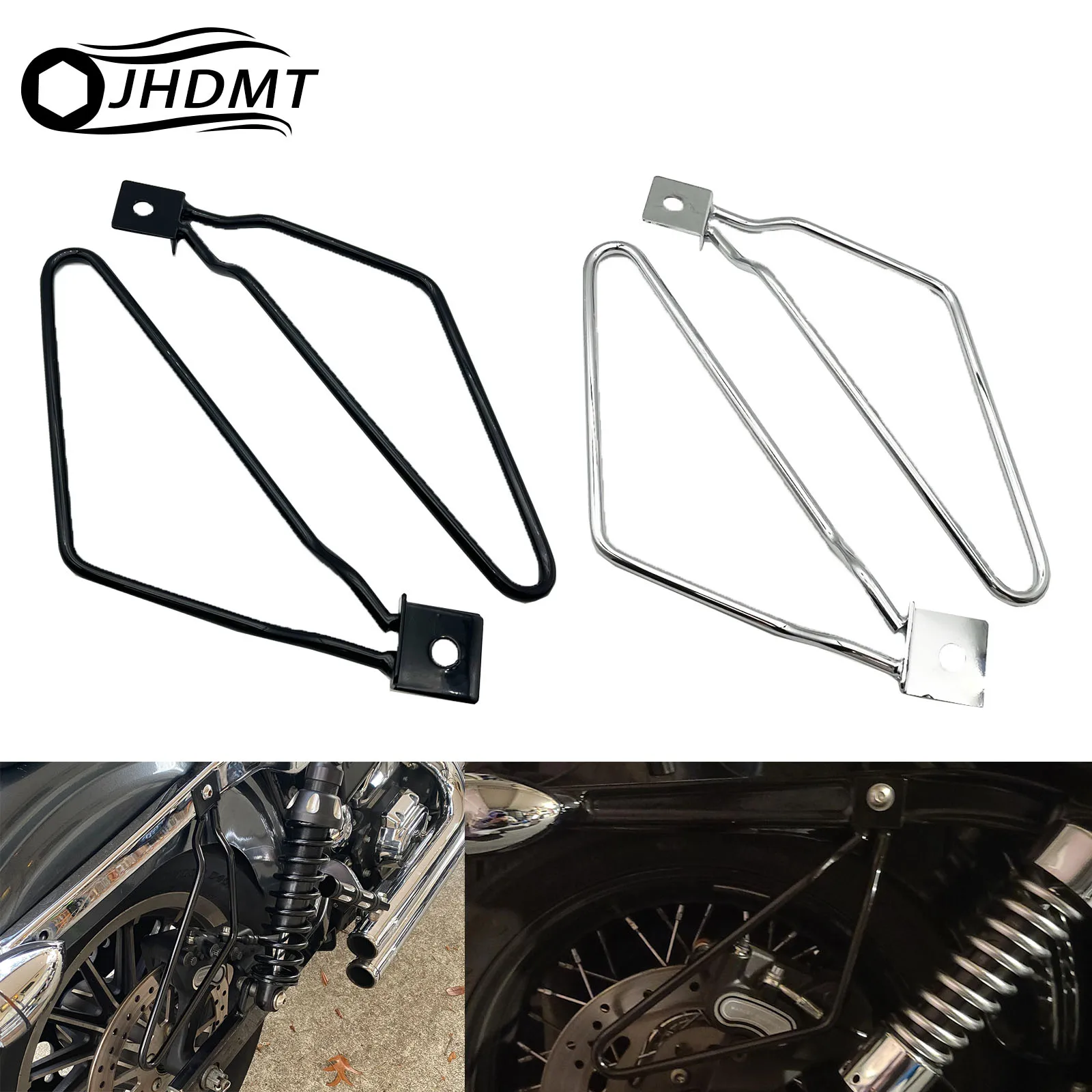 Borse Laterali Moto Sinistra E Destra Staffe Di Montaggio Barra Supporto Cromo Nero Per Harley Dyna Fat Bob Fxdf Sportster 883 Ferro Xl883N