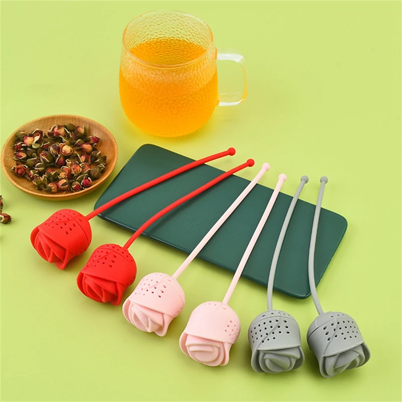 Silicone Tea Infuser Cute Rose Shape Loose Tea Leaf Steeper Strainer Holiday Gift for Lovers