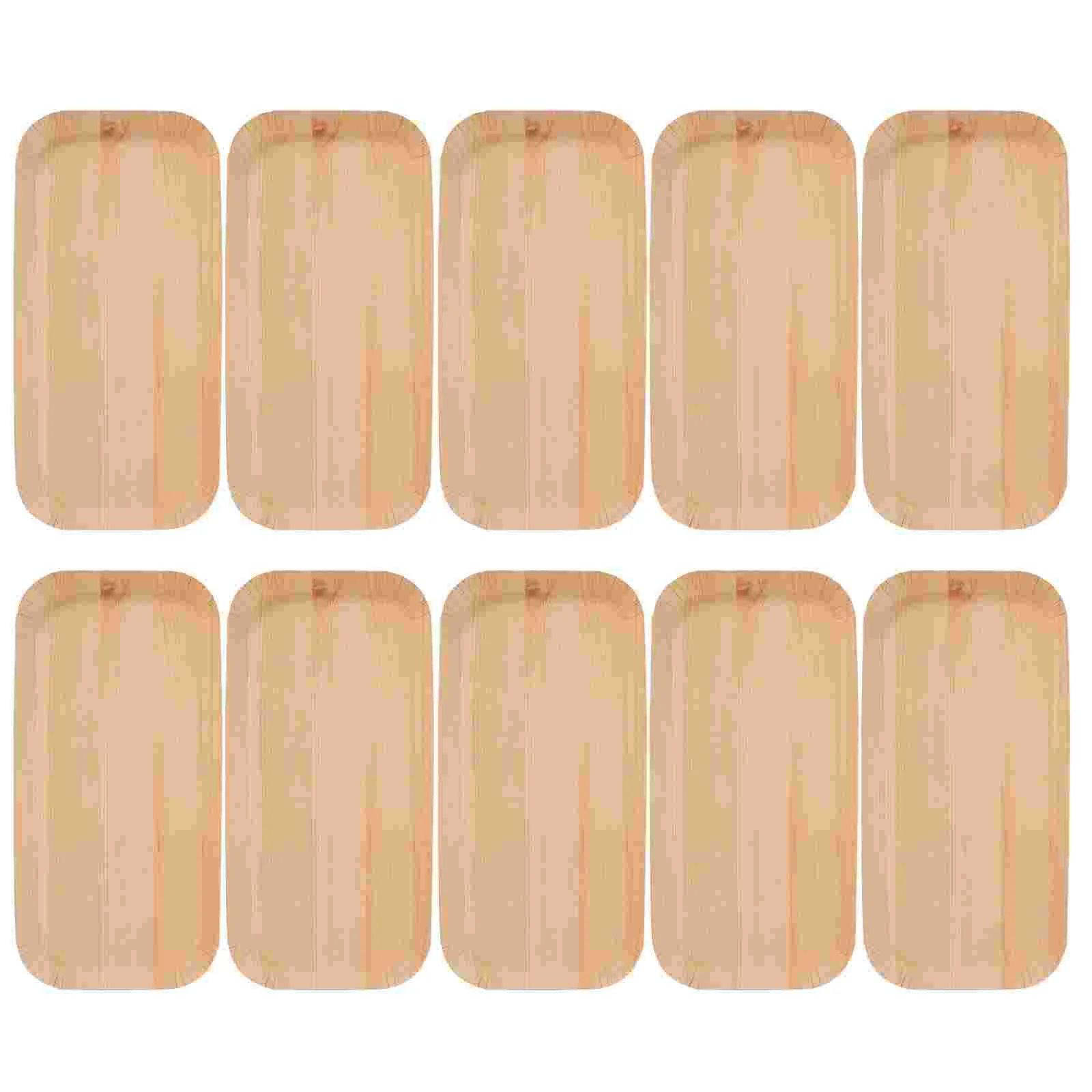 10 Pcs Palm Leaf Snack Wood Grain Paper Plate Plates Food Tray Sashimi Sushi Serving Snacks Treat Container