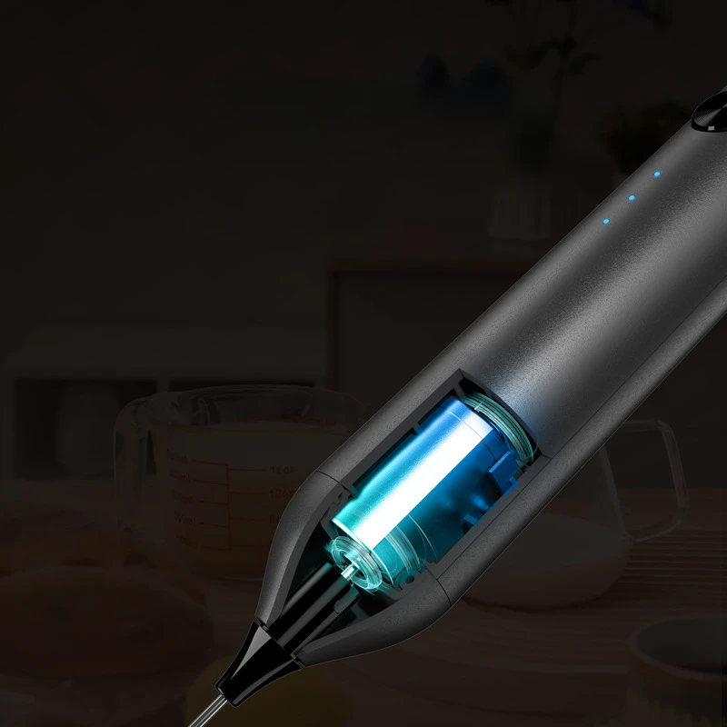 2in1 Milk Frother USB Rechargeable Electric Egg Beater Whisk Coffee Mixer Double Heads Milk Frothers Baking Stirrer Food Blender 6