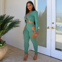 Aaliyah V-neck Hollow Out Pant Set 6