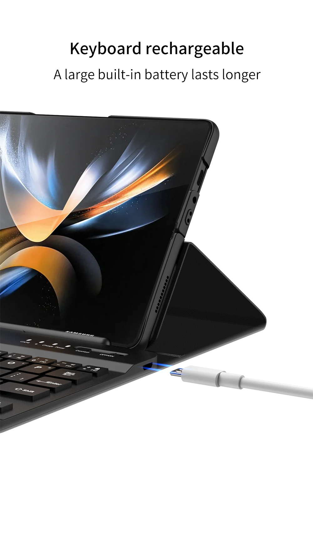 Samsung ブラック キーボード付きケース Samsung Galaxy用Bluetooth付き折りたたみ式ケース,2 3 4,レザー保護