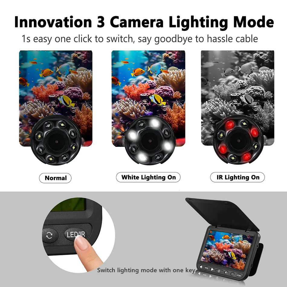 Underwater Fishing Camera Frost-resistant Cold-proof -30℃ Ice Fishing Camera 1080P 7inch Portable Fish Finder fish finder