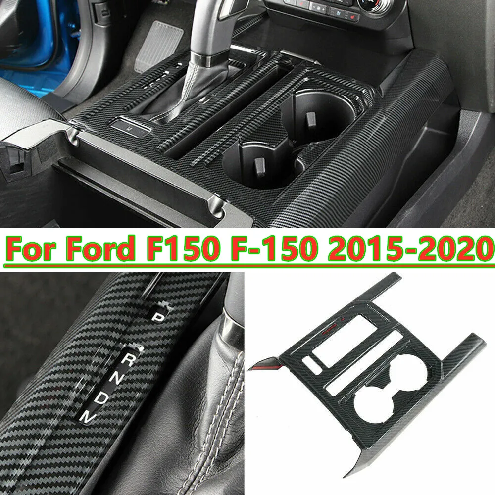 

ABS Carbon Fiber Interior Gear Shift Panel Water Cup Holder Cover Frame Trim For Ford F150 F-150 2015 2016 2017 2018 2019 2020