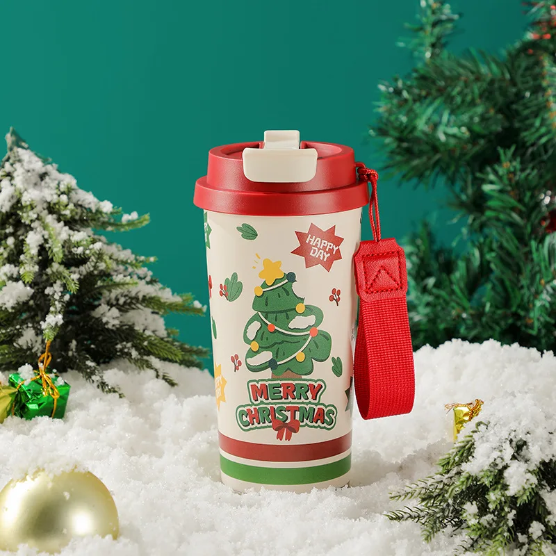 Hot 500ml Christmas Thermos Cup Coffee Mug 316 Stainless Steel Vacuum Flasks Cold Hot Insulated Xmas Gift Cup Santa Claus Mug