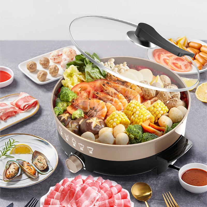 

1500W 4.5L Multifunctional Electric Cooker Heating Pan Electric Cooking Pot Machine Hotpot Noodles Rice Eggs Soup Cooking Pot