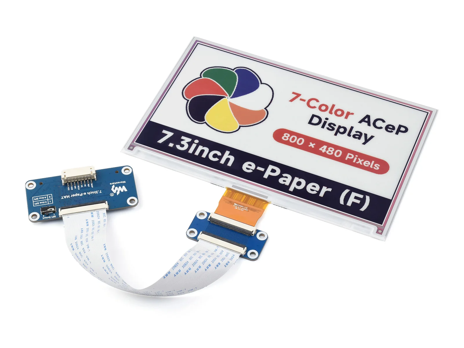 ̺꽦 7.3 ġ ACeP 7     ũ ÷ , 800  480 ȼ, 3.3V/5V mcus ȣȯǴ SPI 